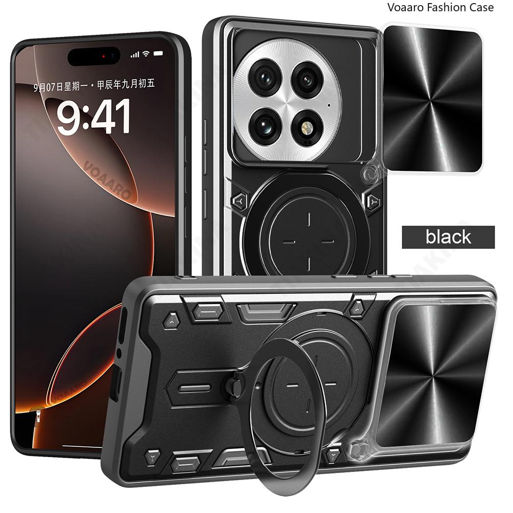Schiebeobjektiv Push-Fenster Armor Funda für Oneplus 13 5G Hülle für Oneplus 13 5G Hülle Magnetischer Drehring Ständer Halter Abdeckung