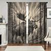 Retro Elk Print Curtains   Christmas Decorations   Bedroom and Living Room   Home Decoration   Room Decoration