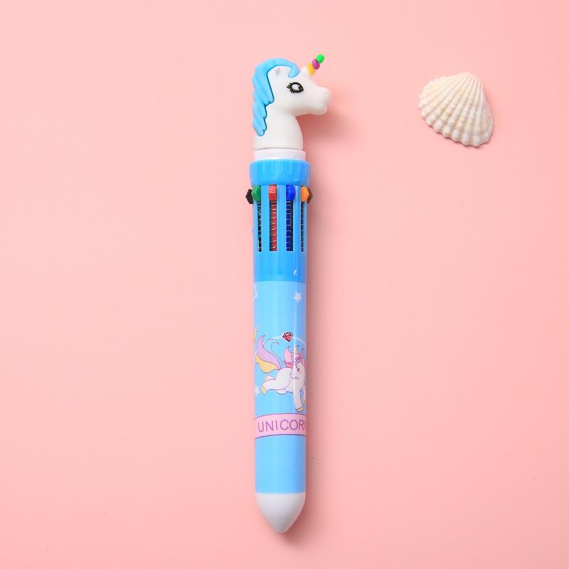 10 Colors Ballpoint Pen Cute Cartoon Dinosaur Color Retractable Pen Multicolor in 1