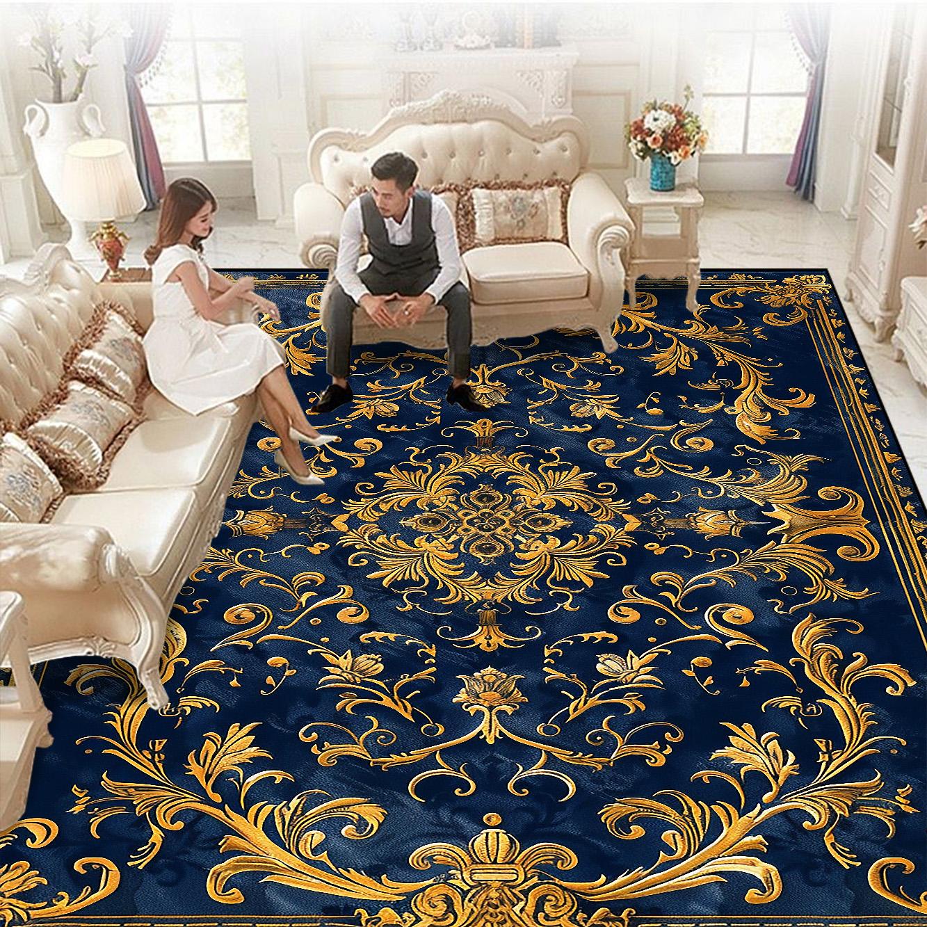 

Европейская роскошь Большой ковер для гостиной Мягкие фланелевые ковры для украшения спальни Домашний Нескользящий Легкая чистка Коврик для кофейных столиков 60*90cm