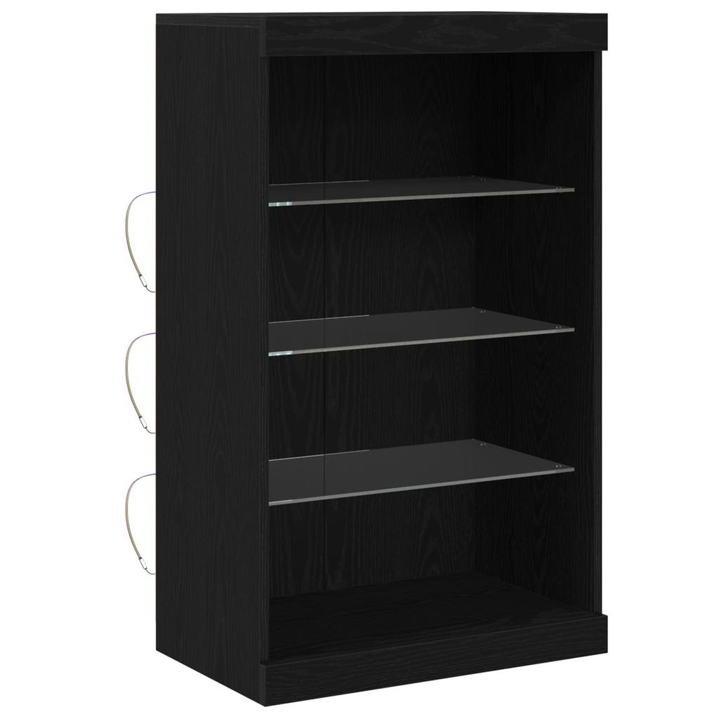 LED Sideboard Black Oak Effect 60.5 X 37 X 100 Cm