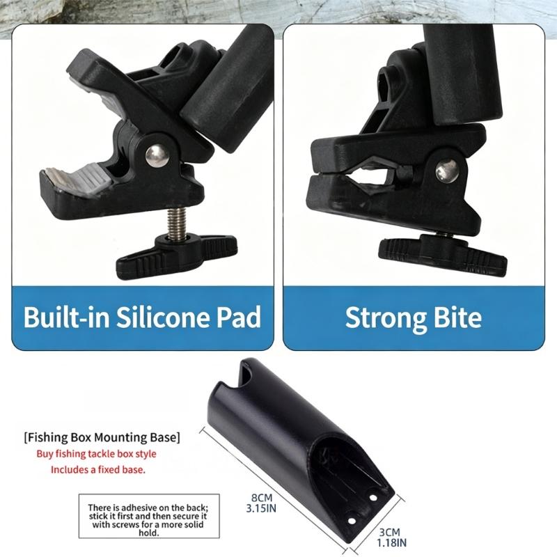 Telescopic Fishing Rod Holder Adjustable Angles for Kayak Boats with Universal Baits Box Mount Rod Stand Easy Installation