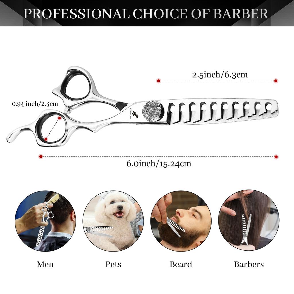 6.0 Inch Nepson 10 Teeth, Hair Scissors, Bangs Scissors, Tooth Scissors, Thin Cuts, 50% Hair Removal.