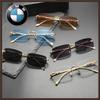 BMW Frameless Square Cheetah Decorative Sunglasses Women's Classy Classic Fashion Retro Trendy Fashionable Men's Sunglasses