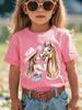 Vestiti per Bambina Ragazza Carina Baci Stampa Cavallo Estate Manica Corta Casual Larghi Top per Bambini T-Shirt per Ragazze da Esterno Abbigliamento per Bambini
