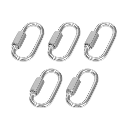 Samcos D-Shaped Carabiners, M3.5, 304 Stainless Steel, Ring Catch, 80kg Load Capacity, Rust Resistant, Multipurpose Connecting Fittings, 5 Pieces