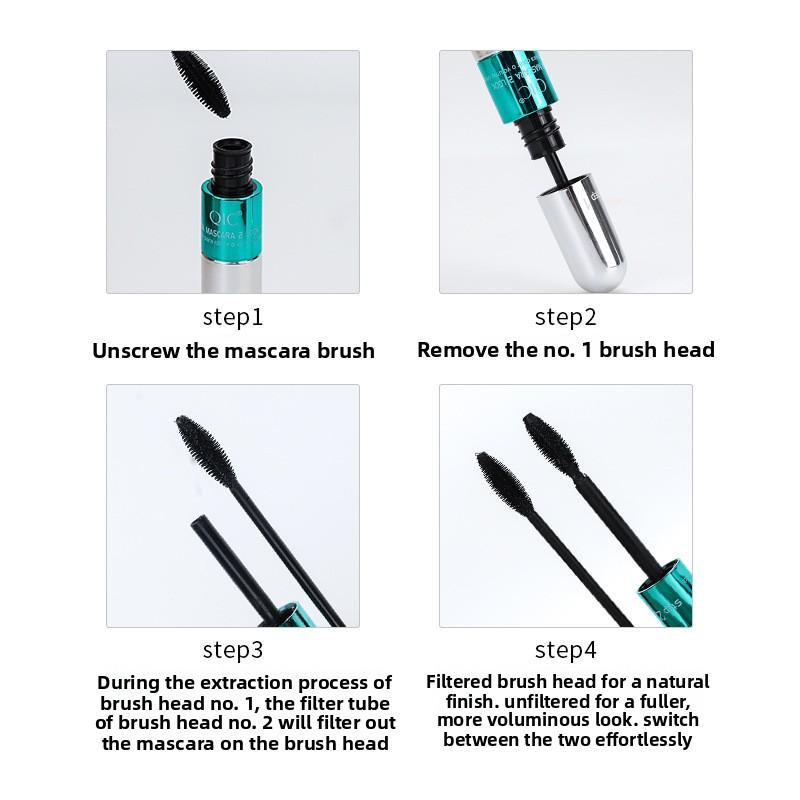QIC 2-in-1 Wimpernprimer und Mascara, Verlängernd, Volumisierend und Schwunggebend, Wasserfest und Wischfest, Langanhaltend