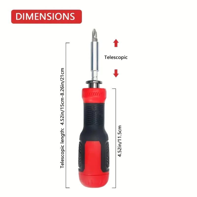 Multifunctional Adjustable Ratchet Screwdriver Set,Repair Tools With Torx Safety Flat Head Phillips Hex Square,1/4 Nut Drivers.