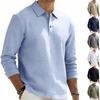Herren Neues Produkt Leinen Revers Knopfleiste Langarm Poloshirt – Urlaubs- & Freizeithemd