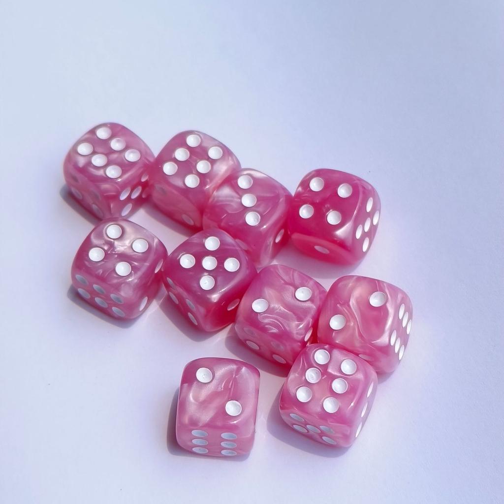 10PCS Set of 12mm Round Pearl Pattern Point Dice Digital Dice Set Rpg COC Dnd Board Game Running Group Entertainment Dice Dnd
