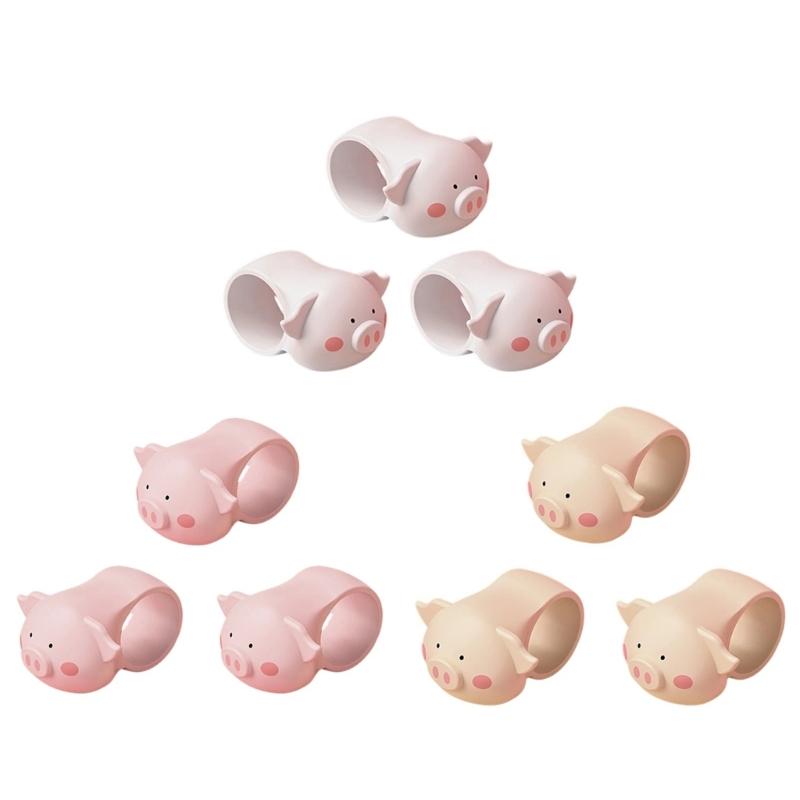 Set di 3 Maniglie Elastiche in Silicone Divertenti a Forma di Maialino per Porte e Finestre