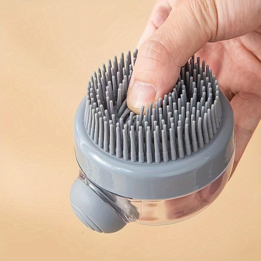 Soap Dispenser Pet Grooming Brush Silicone Bristle Shampoo Dog Brush Bathing Tool Haired Dogs