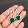 Green Onyx Gemstone 925 Sterling Silver Jewelry Drop/Dangle Women Earrings 1.64" CE-1-16