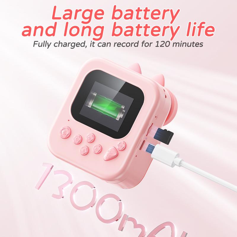 Kids Camera Instant Print 16x Cat Camera With Printing Paper 1080p Rabbit Toy Cameras Christmas Birthday Gifts For Kids
