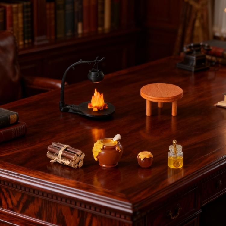 Miniature Kitchen Miniature Set 1/12 Doll House Decoration Hanging Stove Firewood SweetJar Model with Realistic Features