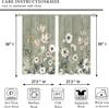 Green Boho Flower Small Kitchen Curtains Flower Plant Window Treatment Botanical Herb Chic Rod Pocket Cafe Short Window Curtains
