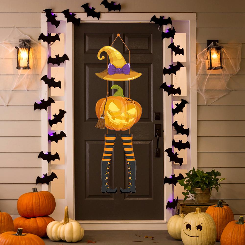 Halloween Pumpkin Witch Hat Hanger Cardstock Festive Ornament Indoor and Outdoor Halloween Accessory