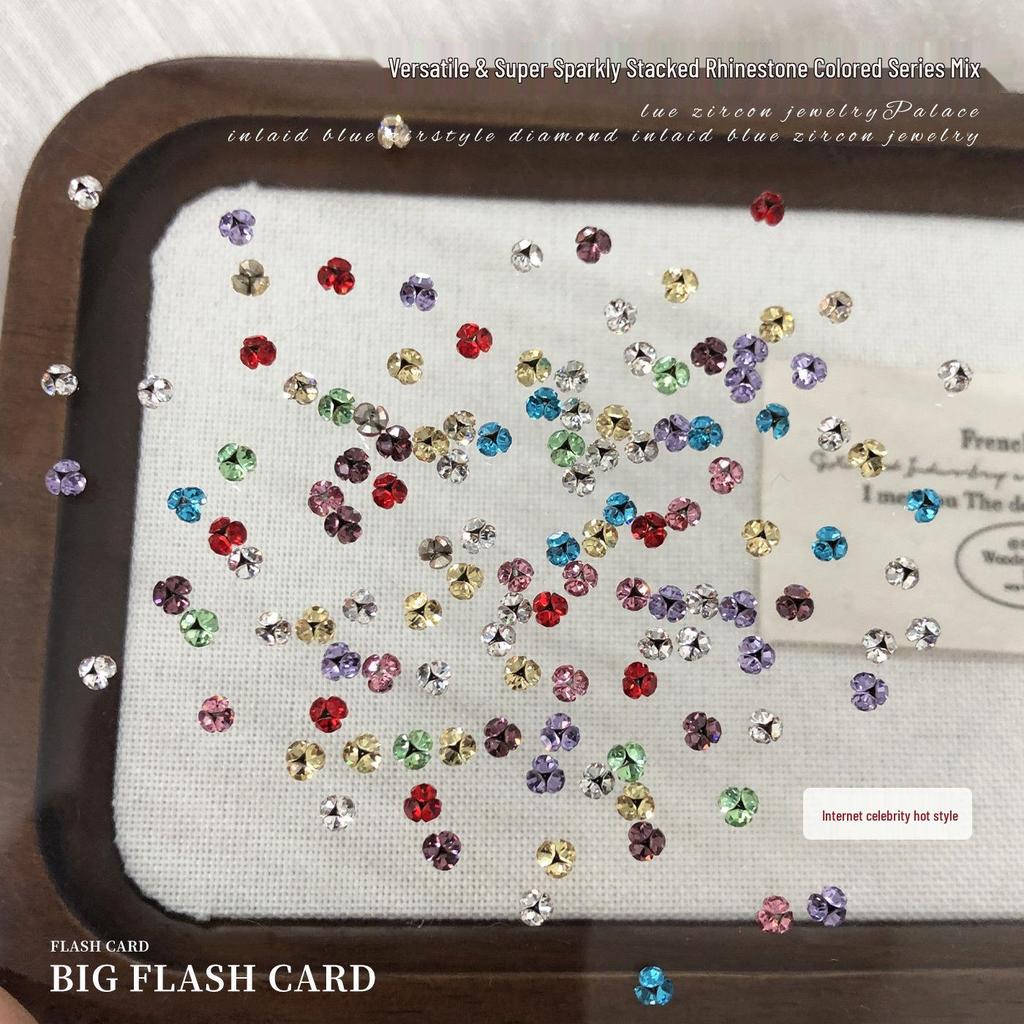 3mm Tray-Free Rhinestone Ball Nail Art Decorations - Mixed Color Bling Stacked Rhinestones for DIY Wearable Nail Art Accessories.