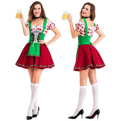 Traditional Bavarian Festival Costume Dress for Women Style Outfit with and Checkered Top