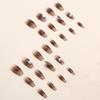 Brown Smudging False Nails with 3D Rose Setting Ultra-flexible Long Lasting Fake Nails for Manicure Lovers and Beauty Bloggers