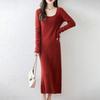 Women Sweater Dress 100% Wool MODERN NEW SAGA U-neck Knit Long Pullover Winter Jumpers Wool Long Dress Female