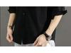 2024 Men's Japanese-Style Casual Stand Collar Shirt - Three-Quarter Sleeve, Loose Fit, Cotton & Linen