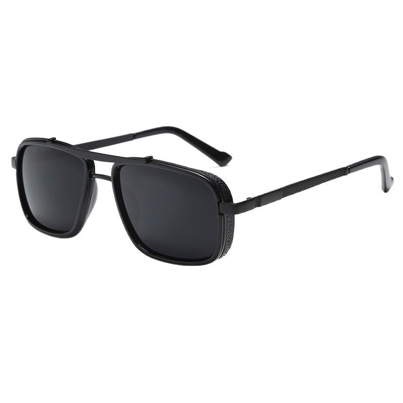 New Fashion TAC Polarized Sunglasses Retro Thick Edge Box Double Beam Punk Men's Metal Anti UV Glasses UV400 Shades Eyewear