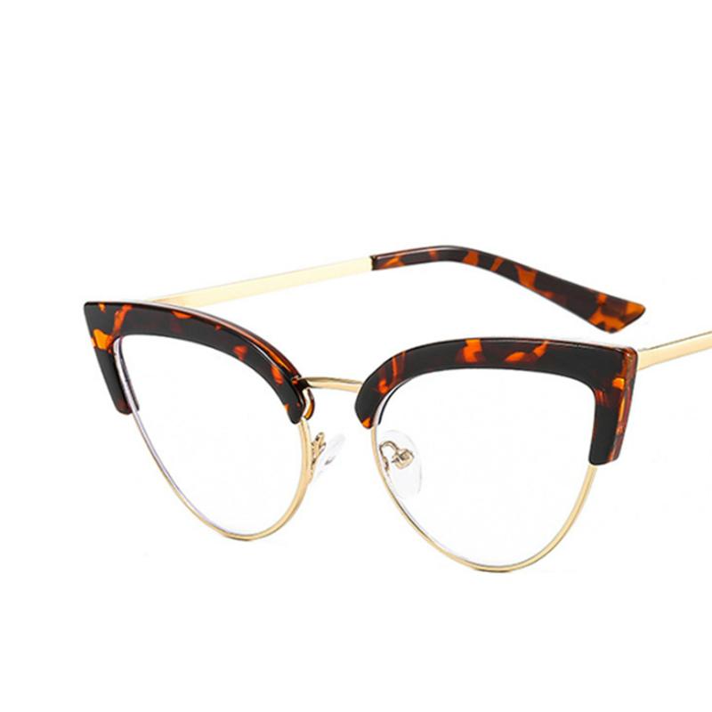 Cat Eyes Half Metal Frame Clear Lens Glasses Simple Myopia Nerd Spectacles Degree -0.5 -1.0 -2.0 -3.0 -4.0 To -6.0