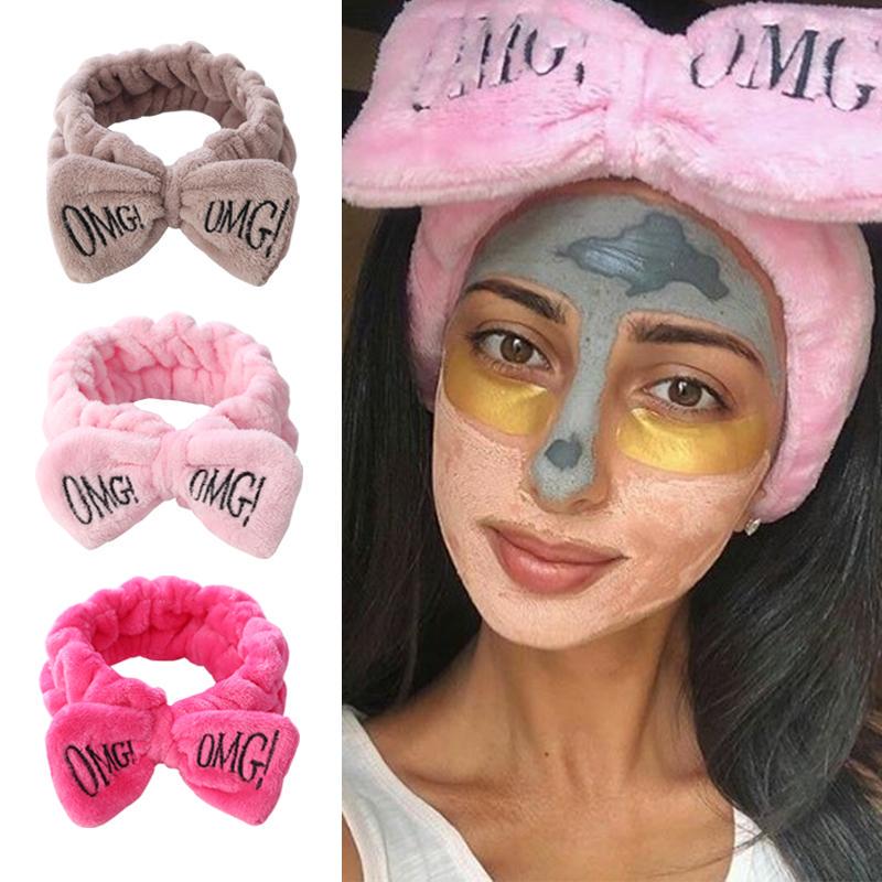 Girls Stretchy Solid Color Face Wash Makeup Headband Headbands for Women Bow Knot Letter Print Velvet Hairband