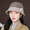 Plaid Autumn and Winter New Bucket Hat Women's Warm Fashion Basin Hat Versatile Face Woolen Hat Mother Hat