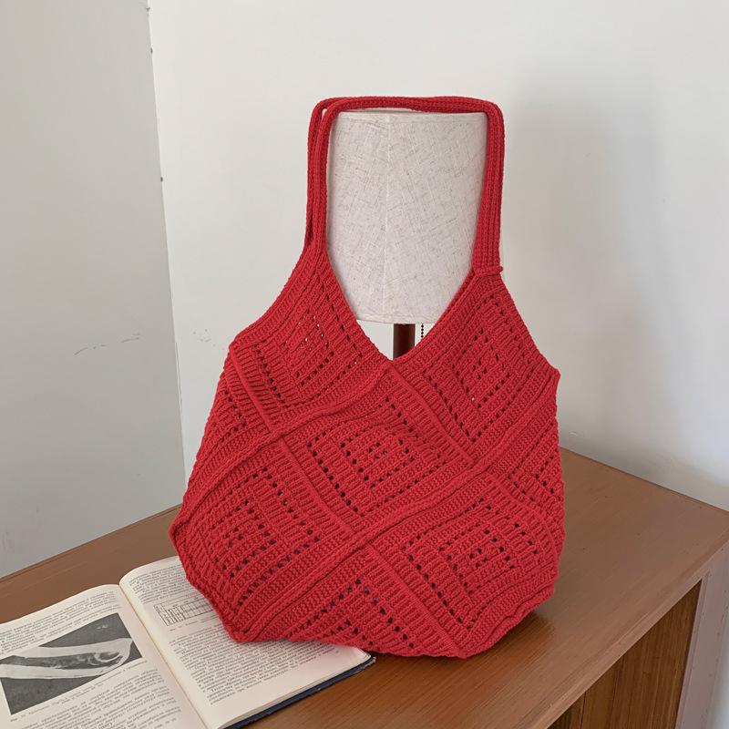 

Yogodlns Eleagnt Beach Vacation Knitted Hollow out Shoulde Bag Handbag Women s Fashion Bucket Soft Crochet Tote Bag 36x2x37cm