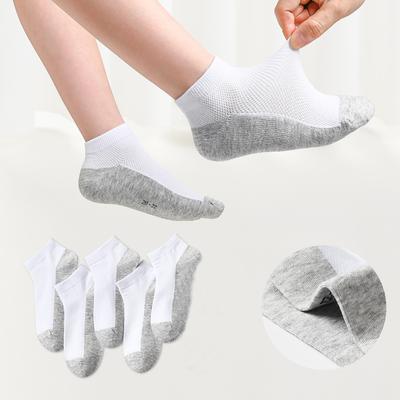 5 Paar Kindersocken Sommer Jungen und Mädchen Dünne Weiße Baumwollsocken Kurze Socken Netzsocken Schülersocken