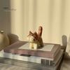 Unique Handcrafted Cat Decor Tabby Wood Figurine with Painting, Hand Carved Basswood Natural Animal Carvings Statue, Art Ornament for Home Office Desk