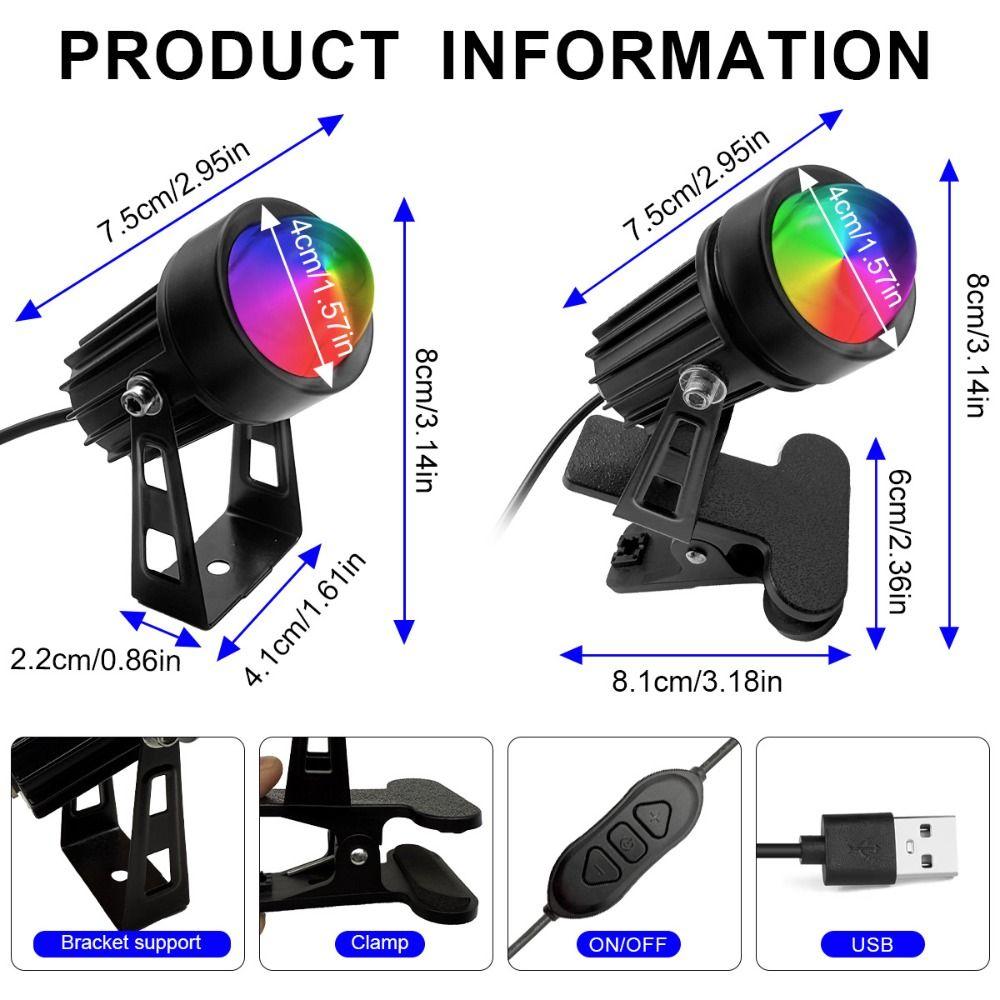 Multi Color Changing Clip RGB Light Cord Dimmable Ambient Spot Lamp Halloween Decoration