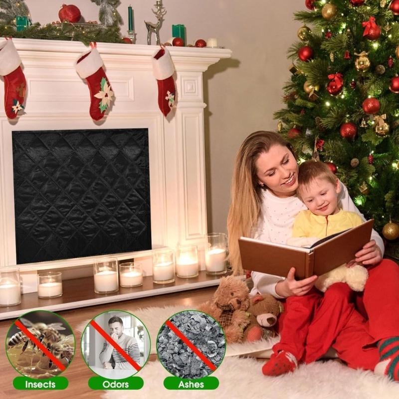 Magnetic Fireplaces Cover Insulating Barrier Heat Shield With Strong Magnets For Indoor Fireplaces Protecting Oxfords Fabric Thermals Insulation