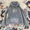 Mens Oversized Denim Hoodie Casual Streetwear Unisex Fall Long Sleeve Cotton Blend Sweatshirt