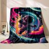 Multiple Sizes Astronaut Floating In Space Print Blanket Flannel Material Soft Warm for All Seasons Home Outdoor Camping Picnics
