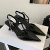 Fashion SUOJIALUN 2025 New Brand Women Sandal Fashion Pointed Toe Ankle Strap Ladies Elegant Slingback Shoes Thin High Heel Dress Pumps