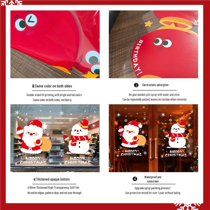 Christmas Window Stickers: Santa Claus Snowflakes Decoration for Shop and Mall Displays