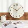 Wall clock wood stylish Nordic silent wall-mounted round frameless cute 12 inches (diameter 30 cm) natural solid panel 3D three-dimensional numbers