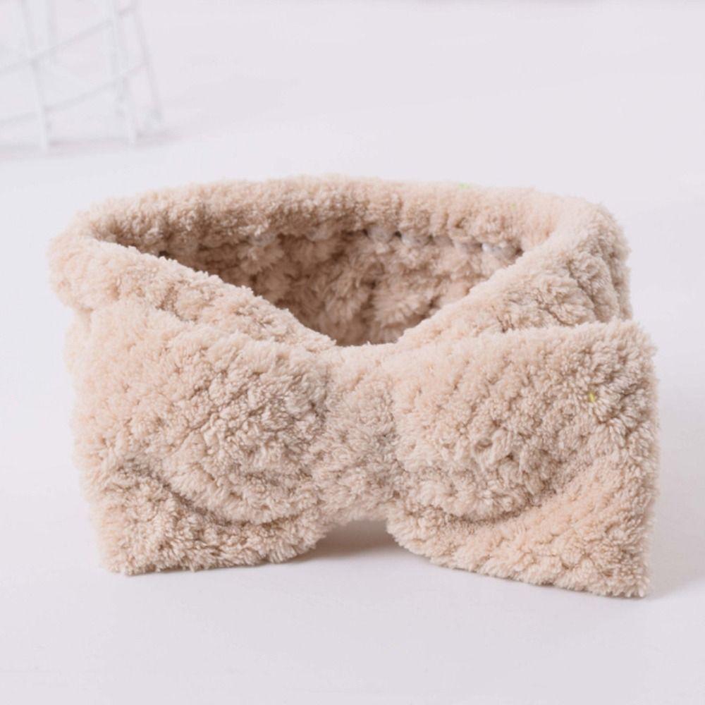 Headband for Women Girls Spa Headband Fuzzy Towel Headband Bowtie Makeup Headband for Washing Face