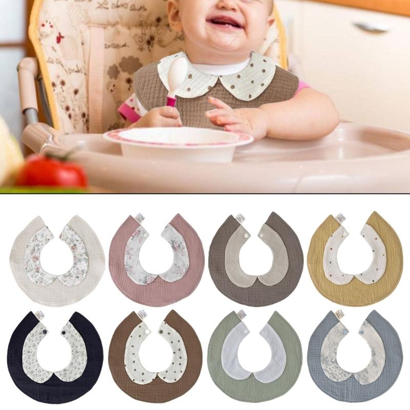 Baby Feeding Bib Drooling Apron Newborns Burp Cloths Strong Absorbent Toddler Bib with Collar Cotton Breathable Bib