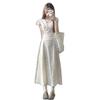 Gentle medium and long dress temperament floral dress summer new simple light luxury skirt