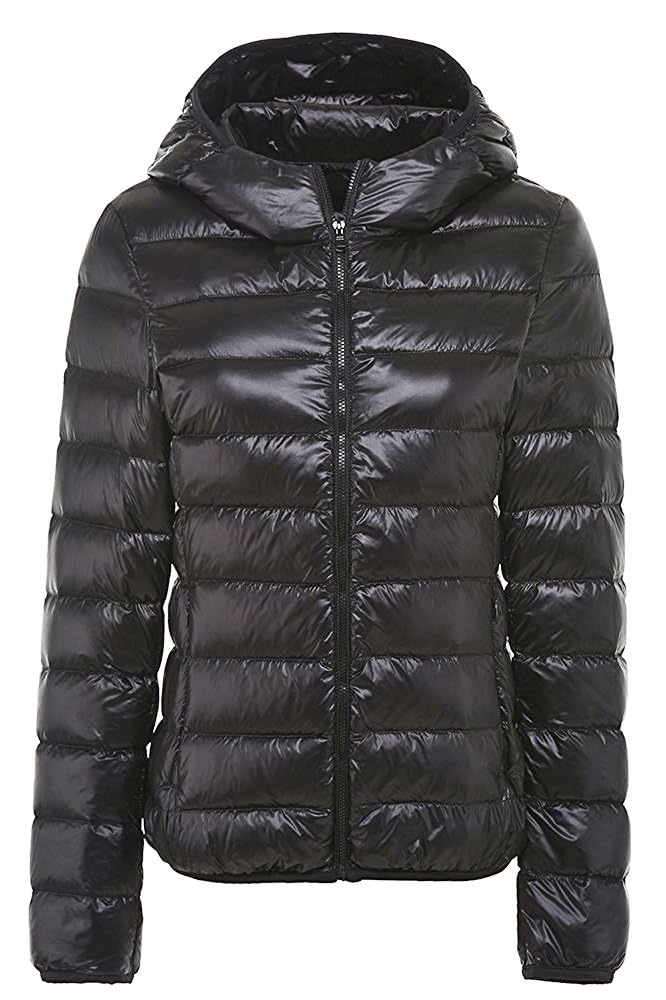 Wnodruke Ultralight Down and WN004 Women's Jacket, Lightweight, Warm, Compact, Packable, (JP, Alphabet, M, Hat, Black)