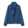 Elegant Women Korean Style Polka Dot Shirt Long Sleeve Bow Tie Collar Blouse Spring Autumn Loose Tops Fashion Sweet Simple Clothing