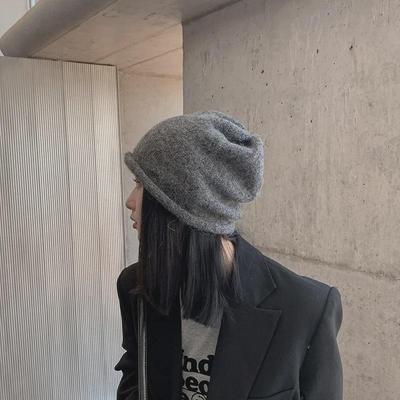 Cappello in Lana a Maglia Caldo Stile Giapponese-Coreano per Autunno e Inverno - Trendy, Versatile, Adatto a Circonferenza della Testa Grande