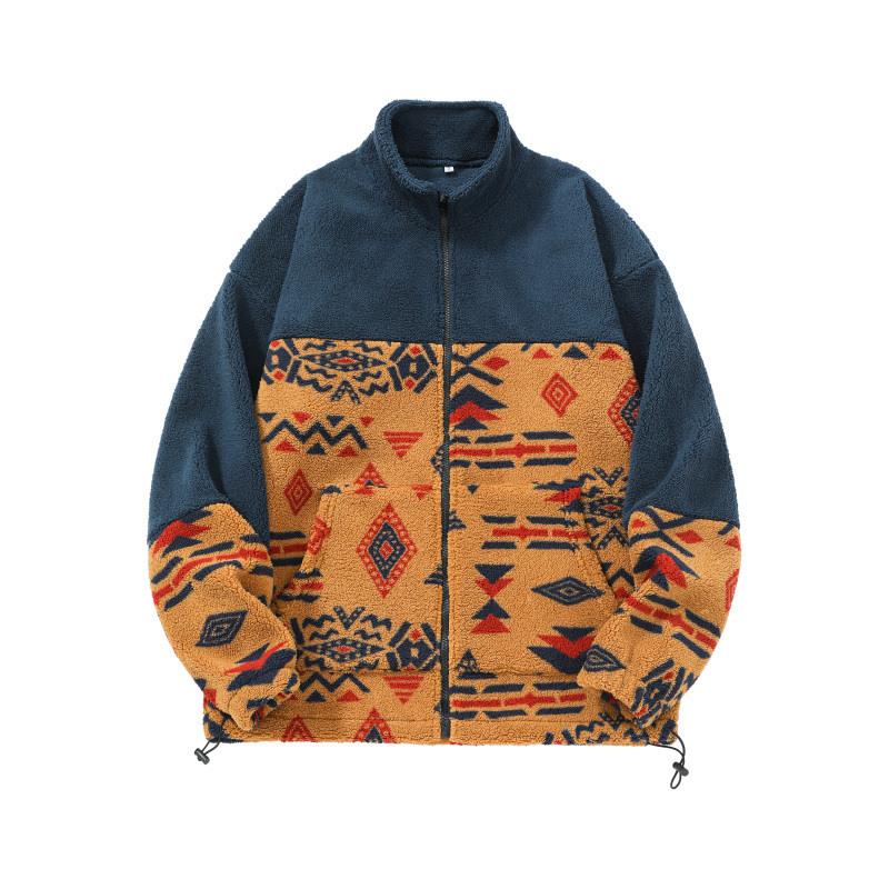 

Толстовка в этническом стиле на молнии со стойкой воротником, мужская куртка-кардиган в ретро-стиле, топ S коричневый