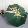 Disney Tinkerbell, Tinker Bell Automatic Open/Close Umbrella - Cute Umbrella with Cute Design, Portable 3-Fold Compact Umbrella for Men & Wo