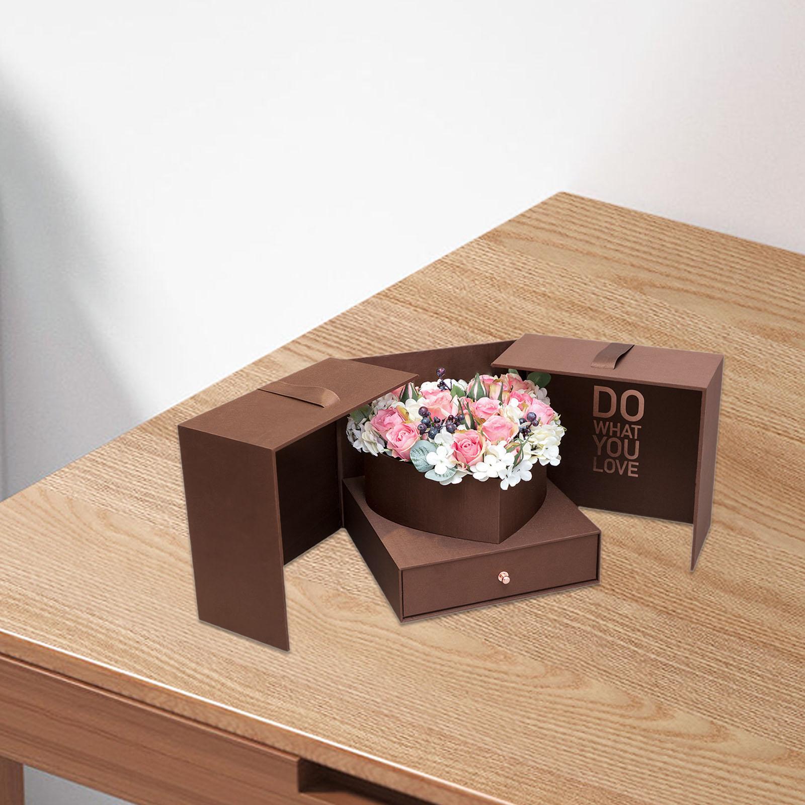 

Empty Flower Box Valentine s Day Present Double Door Floral Packaging for Celebrations Anniversary DIY Decorations Parties коричневый