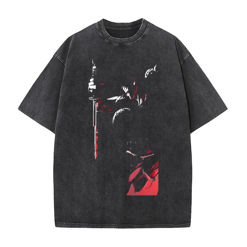 Jujutsu Kaisen Fushiguro Toji T-shirt Washed Oversized T Shirt Anime Printed For Men's Clothing Short Sleeve Tops